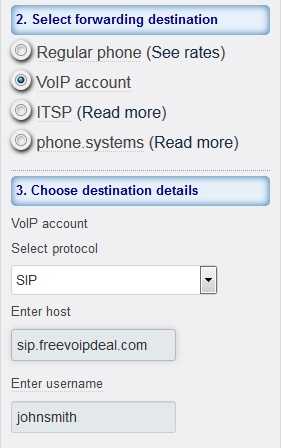 configure the forwarding to voip